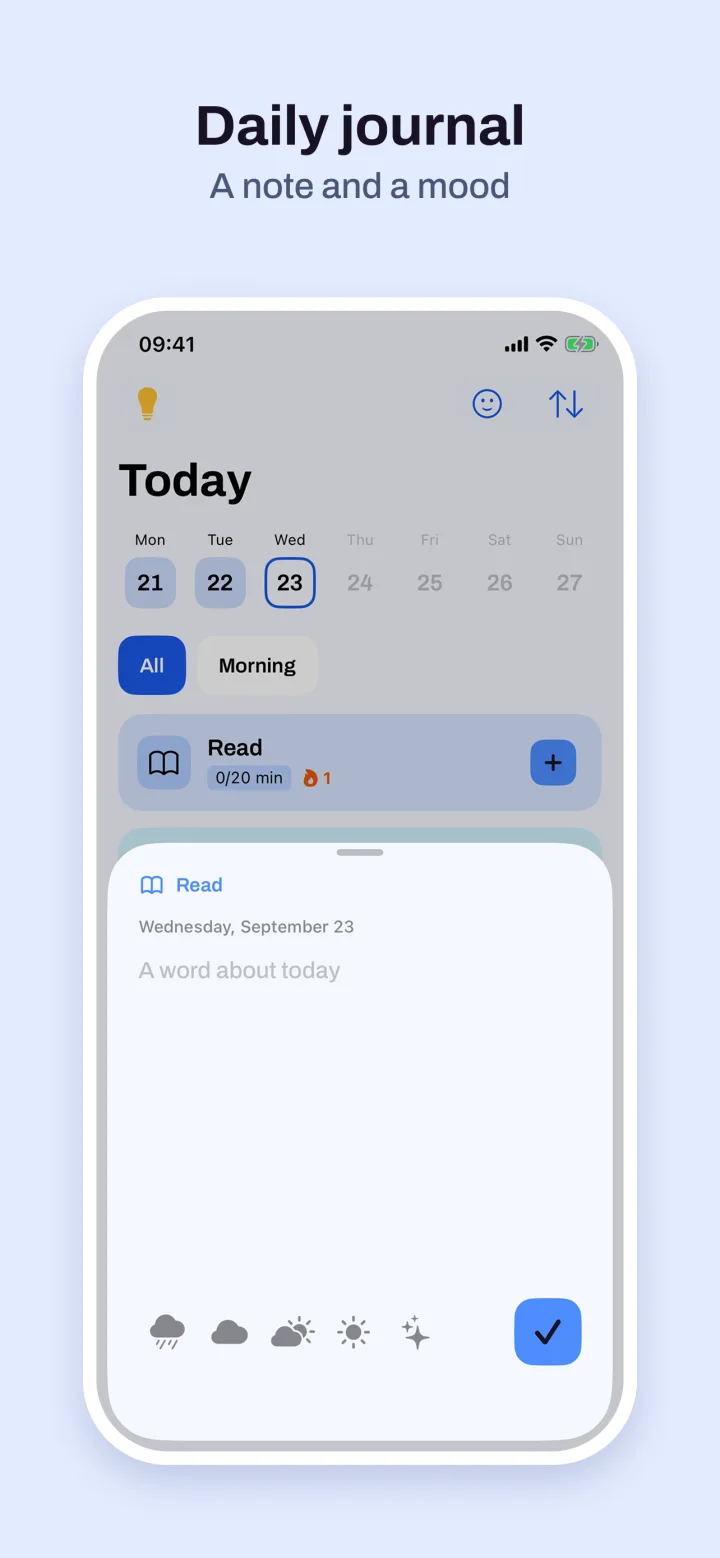 Daily journal — a note and a mood