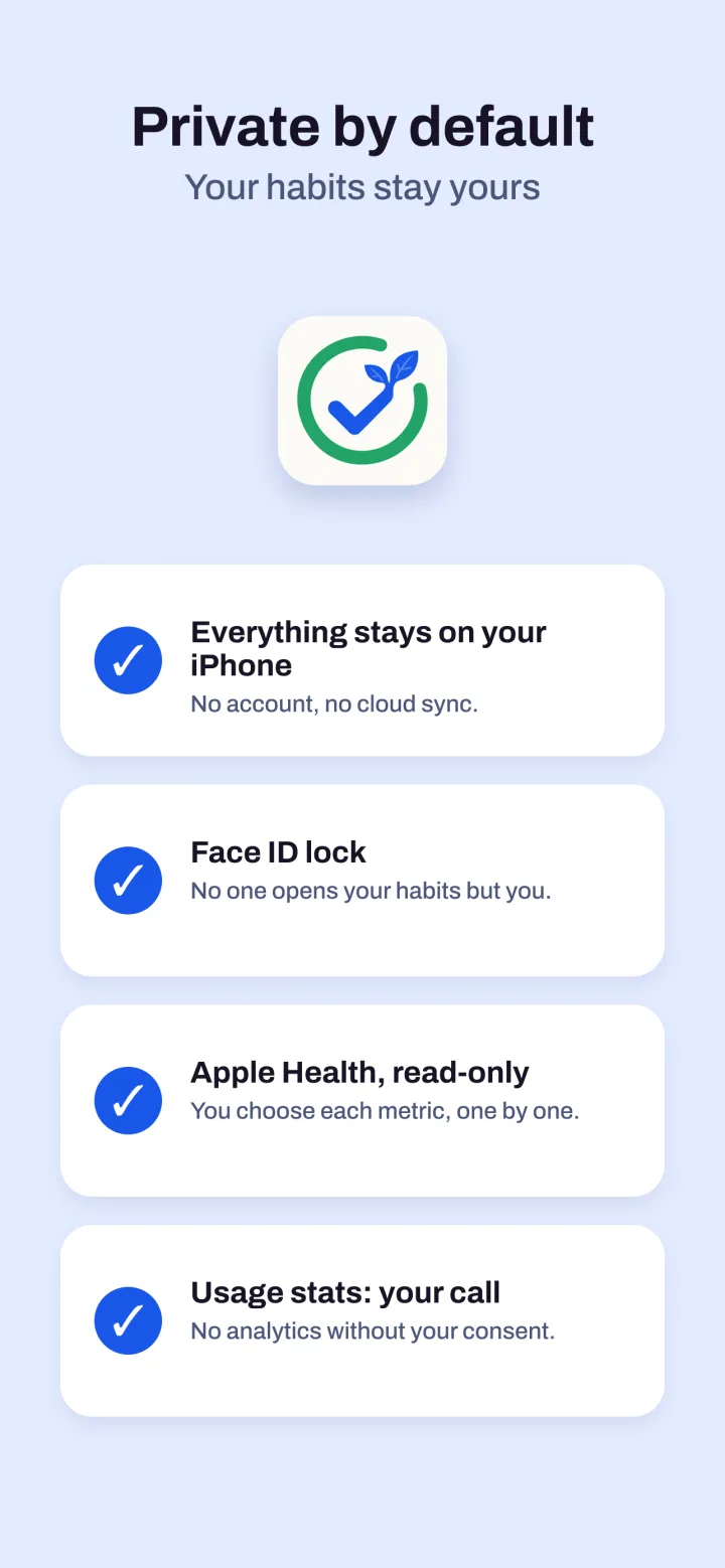 Private by default — your habits stay yours